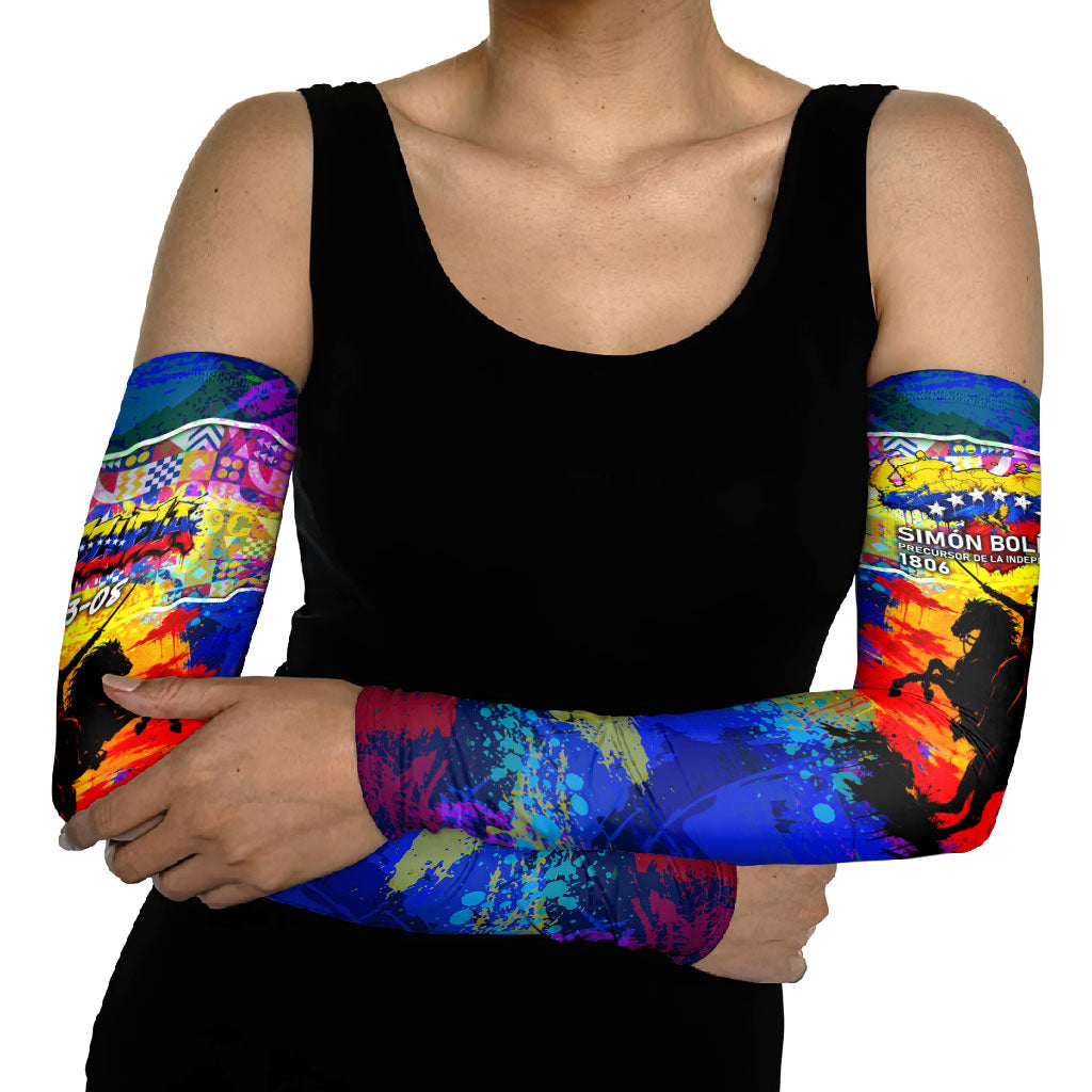 Simon Bolivar Venezuela Flag Day Arm Sleeves Patriotism Precursor De La Independencia Vibrant Flag