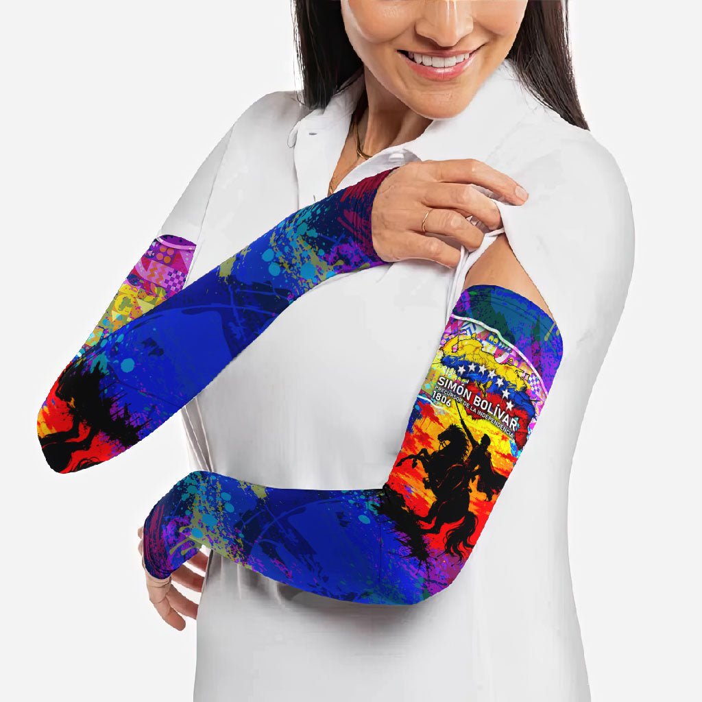 Simon Bolivar Venezuela Flag Day Arm Sleeves Patriotism Precursor De La Independencia Vibrant Flag