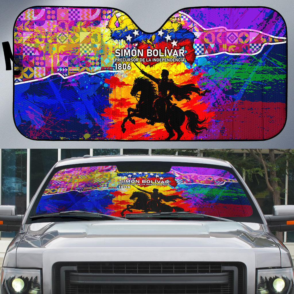 Simon Bolivar Venezuela Flag Day Auto Sun Shade Patriotism Precursor De La Independencia Vibrant Flag