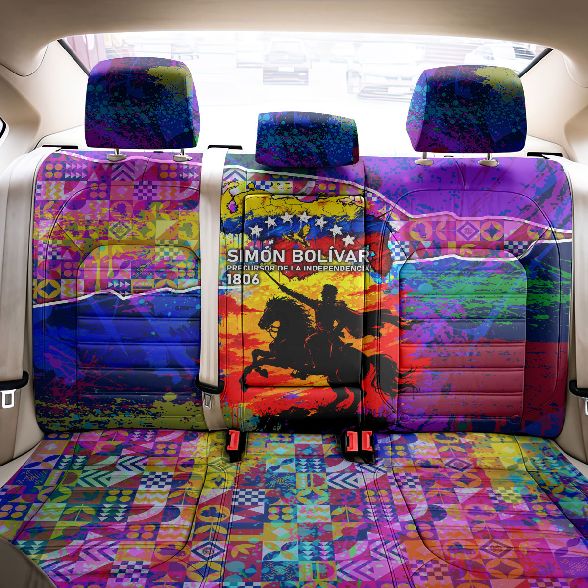 Simon Bolivar Venezuela Flag Day Back Car Seat Cover Patriotism Precursor De La Independencia Vibrant Flag