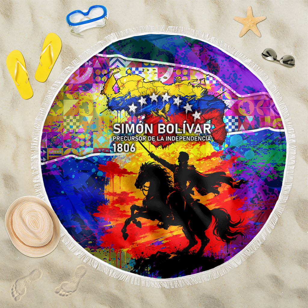 Simon Bolivar Venezuela Flag Day Beach Blanket Patriotism Precursor De La Independencia Vibrant Flag