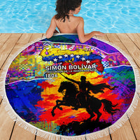 Simon Bolivar Venezuela Flag Day Beach Blanket Patriotism Precursor De La Independencia Vibrant Flag