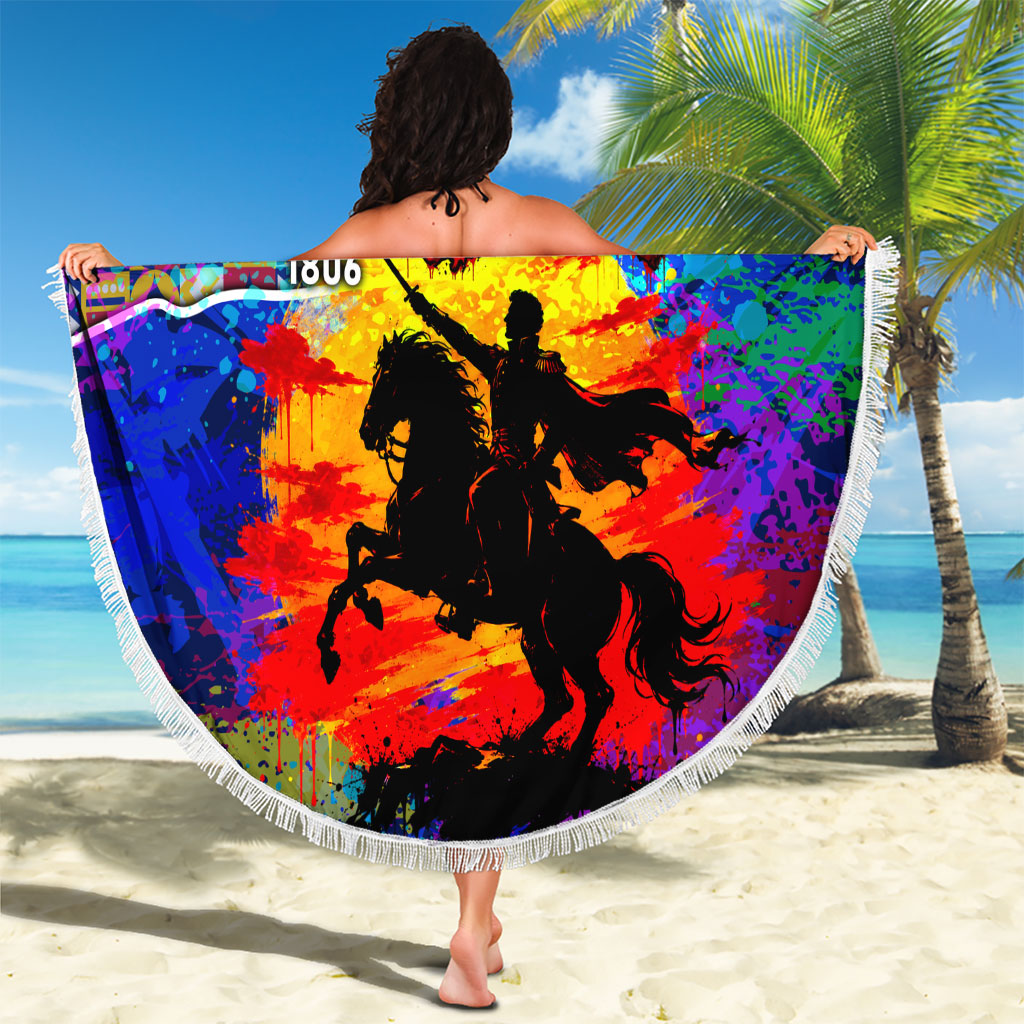 Simon Bolivar Venezuela Flag Day Beach Blanket Patriotism Precursor De La Independencia Vibrant Flag