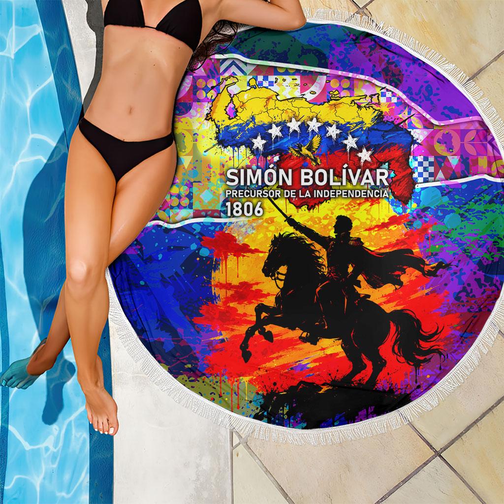 Simon Bolivar Venezuela Flag Day Beach Blanket Patriotism Precursor De La Independencia Vibrant Flag