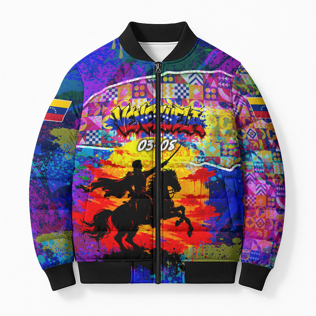 Simon Bolivar Venezuela Flag Day Bomber Puffer Jacket Patriotism Precursor De La Independencia Vibrant Flag