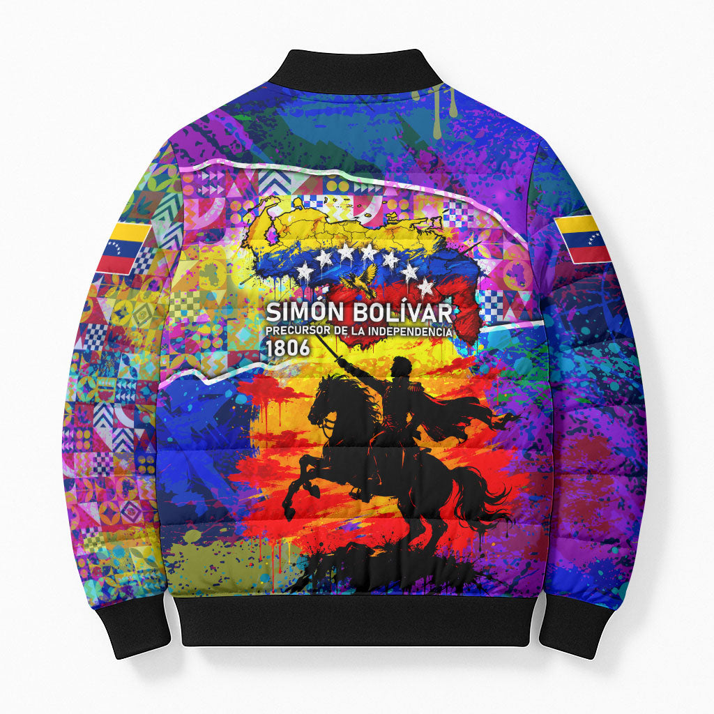 Simon Bolivar Venezuela Flag Day Bomber Puffer Jacket Patriotism Precursor De La Independencia Vibrant Flag