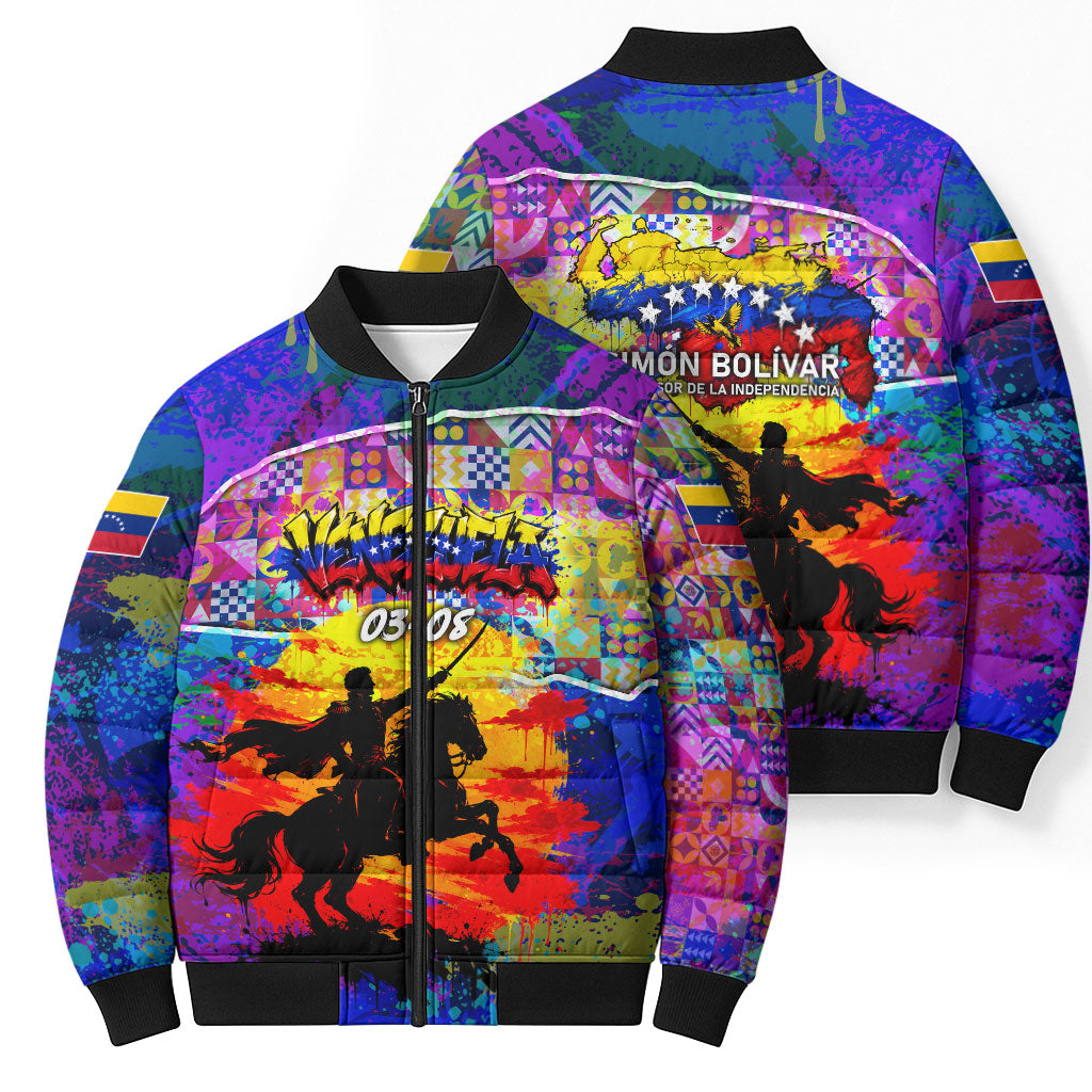 Simon Bolivar Venezuela Flag Day Bomber Puffer Jacket Patriotism Precursor De La Independencia Vibrant Flag