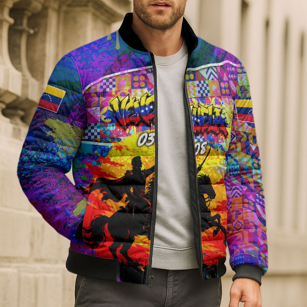 Simon Bolivar Venezuela Flag Day Bomber Puffer Jacket Patriotism Precursor De La Independencia Vibrant Flag