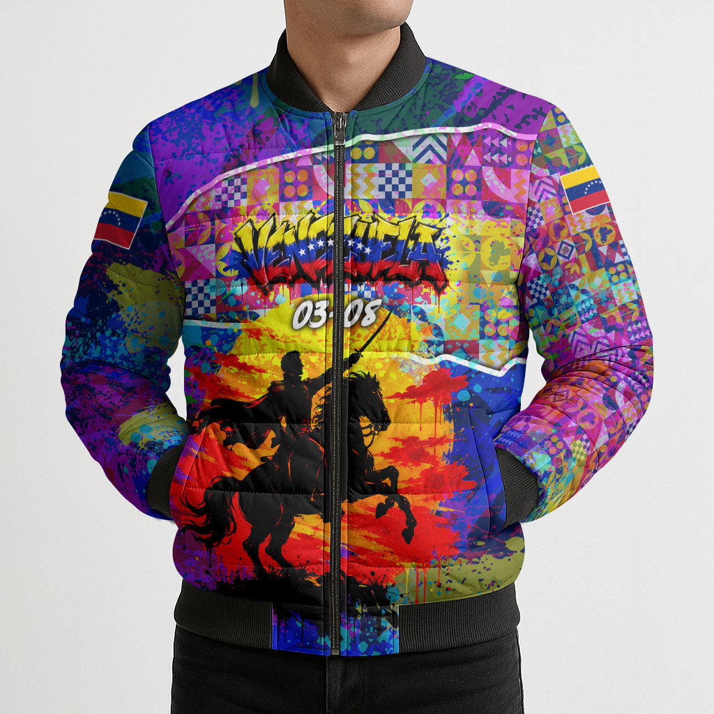 Simon Bolivar Venezuela Flag Day Bomber Puffer Jacket Patriotism Precursor De La Independencia Vibrant Flag