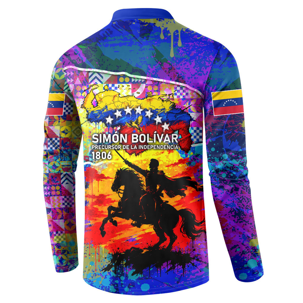 Simon Bolivar Venezuela Flag Day Button Sweatshirt Patriotism Precursor De La Independencia Vibrant Flag