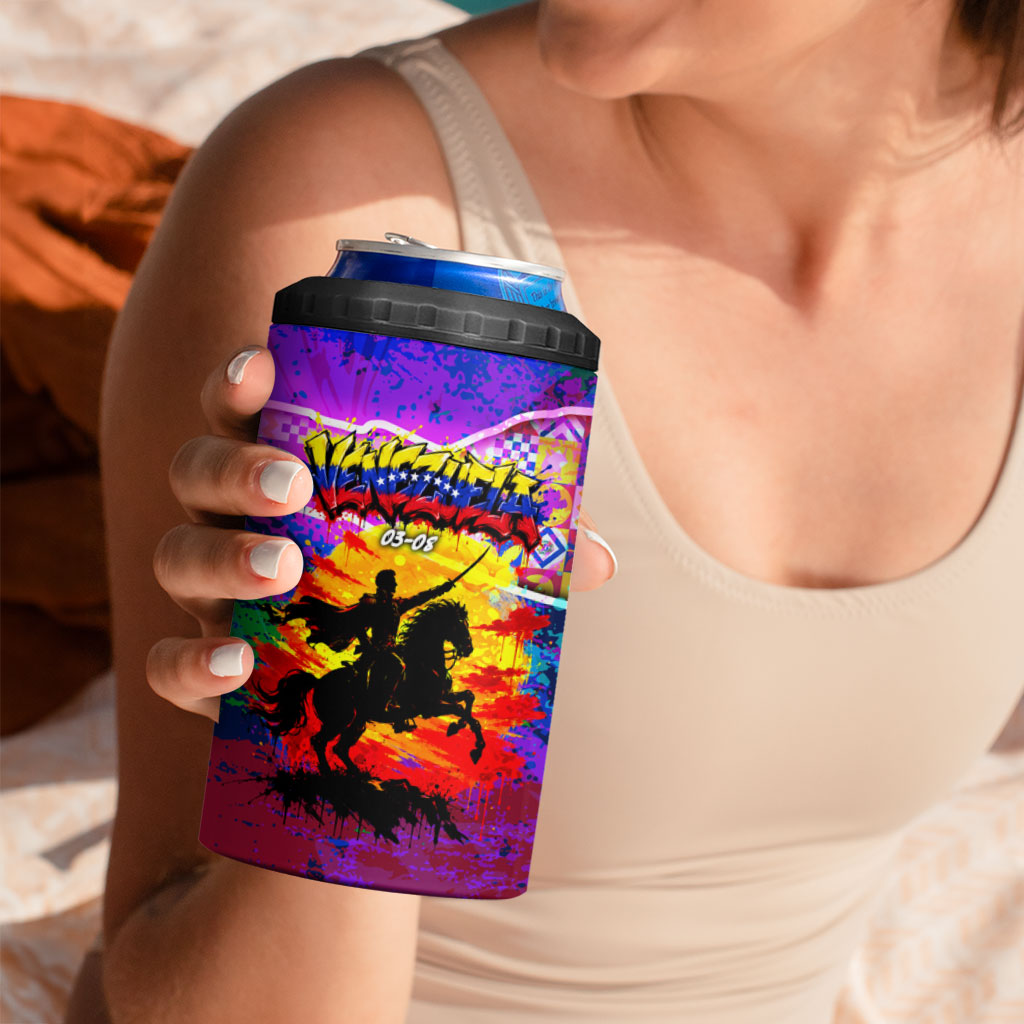 Simon Bolivar Venezuela Flag Day 4 in 1 Can Cooler Tumbler Patriotism Precursor De La Independencia Vibrant Flag