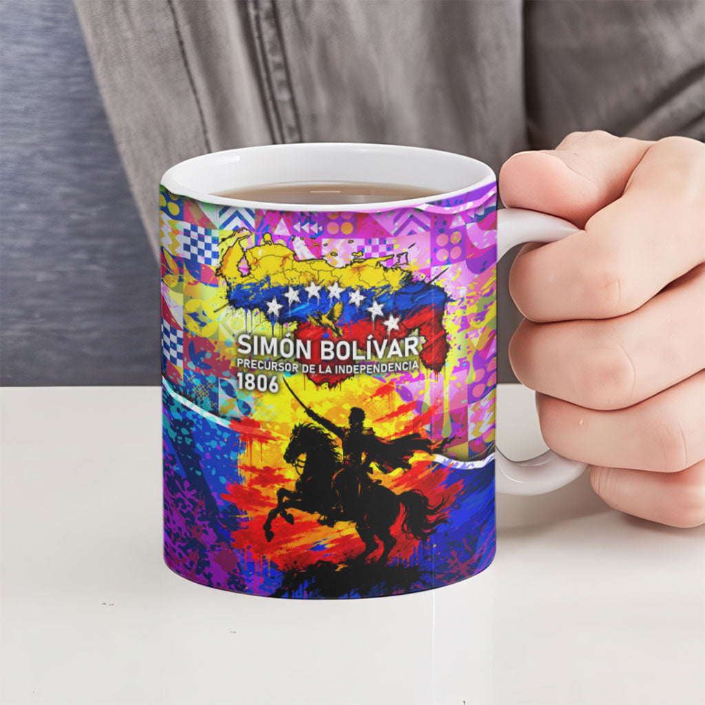 Simon Bolivar Venezuela Flag Day Ceramic Mug Patriotism Precursor De La Independencia Vibrant Flag