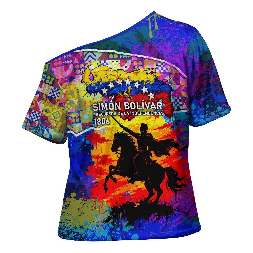 Simon Bolivar Venezuela Flag Day Cross Shoulder Shirt Patriotism Precursor De La Independencia Vibrant Flag