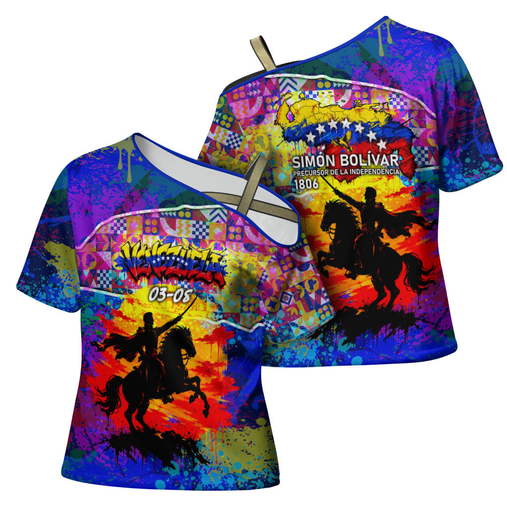 Simon Bolivar Venezuela Flag Day Cross Shoulder Shirt Patriotism Precursor De La Independencia Vibrant Flag