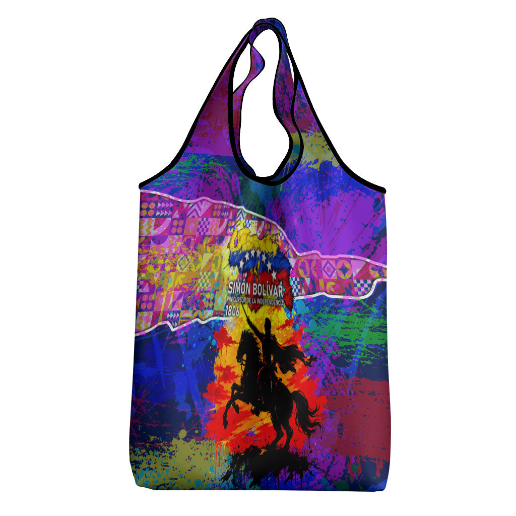 Simon Bolivar Venezuela Flag Day Grocery Bag Patriotism Precursor De La Independencia Vibrant Flag