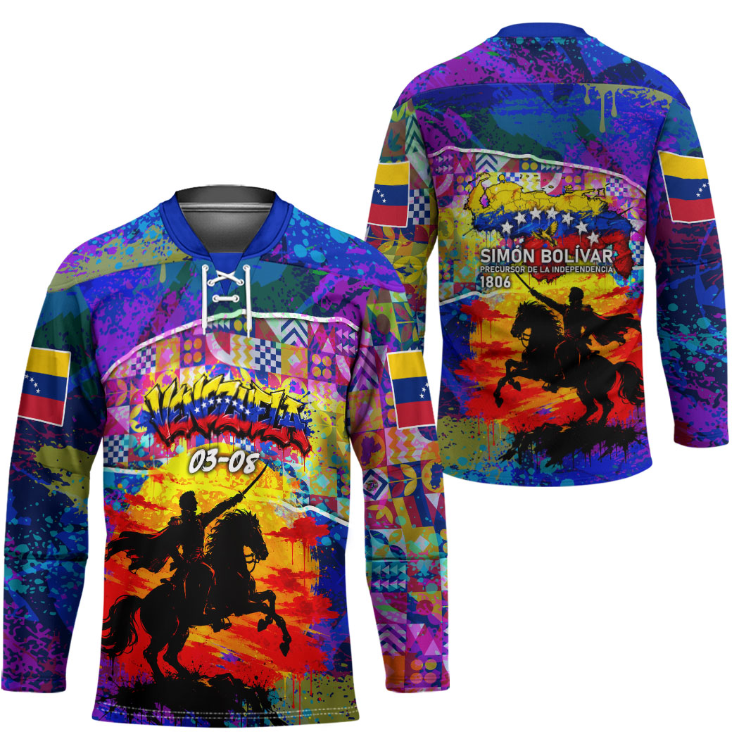 Simon Bolivar Venezuela Flag Day Hockey Jersey Patriotism Precursor De La Independencia Vibrant Flag