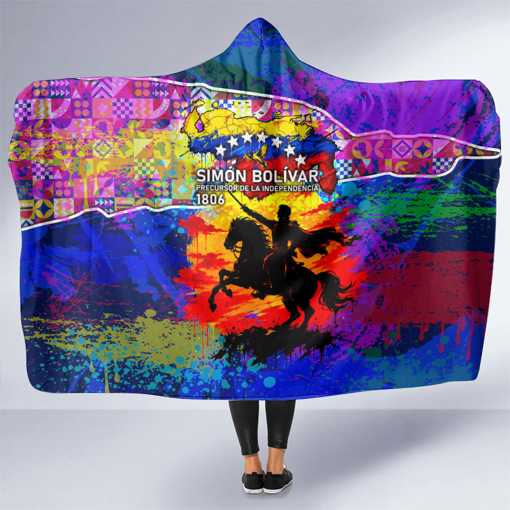 Simon Bolivar Venezuela Flag Day Hooded Blanket Patriotism Precursor De La Independencia Vibrant Flag