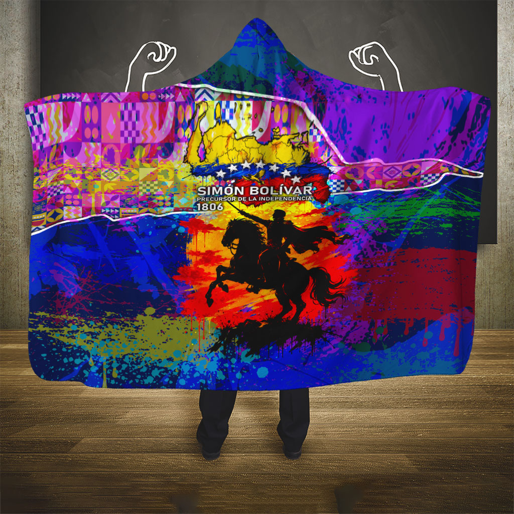 Simon Bolivar Venezuela Flag Day Hooded Blanket Patriotism Precursor De La Independencia Vibrant Flag