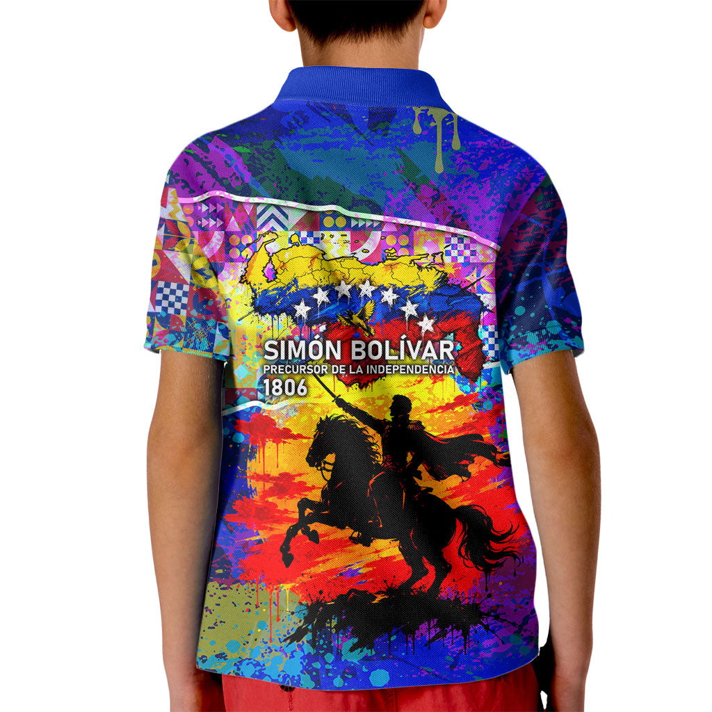 Simon Bolivar Venezuela Flag Day Kid Polo Shirt Patriotism Precursor De La Independencia Vibrant Flag