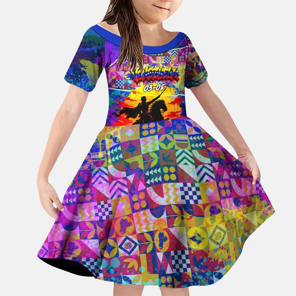 Simon Bolivar Venezuela Flag Day Kid Short Sleeve Dress Patriotism Precursor De La Independencia Vibrant Flag