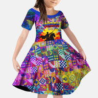 Simon Bolivar Venezuela Flag Day Kid Short Sleeve Dress Patriotism Precursor De La Independencia Vibrant Flag