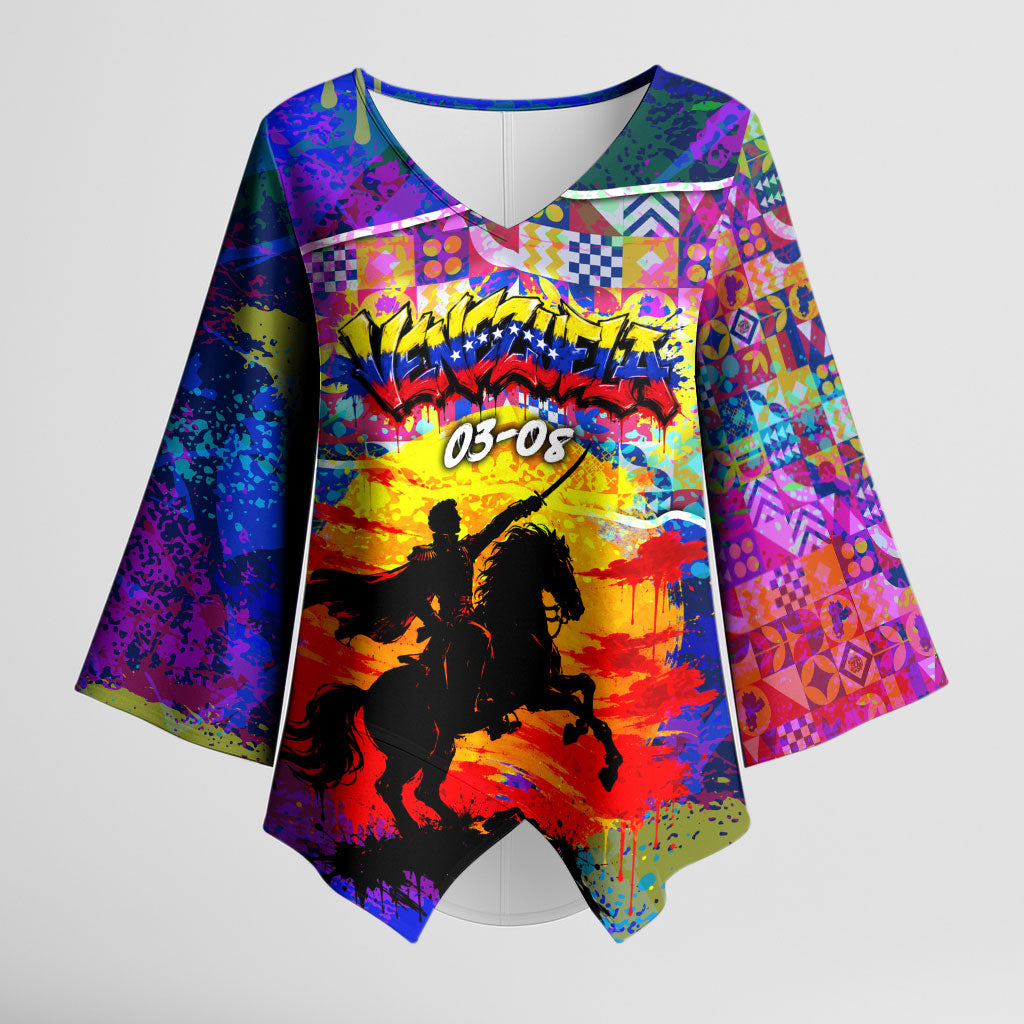 Simon Bolivar Venezuela Flag Day Kimono Sleeve Blouse Patriotism Precursor De La Independencia Vibrant Flag