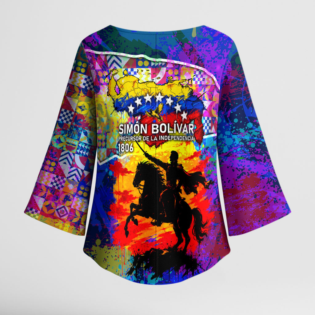 Simon Bolivar Venezuela Flag Day Kimono Sleeve Blouse Patriotism Precursor De La Independencia Vibrant Flag