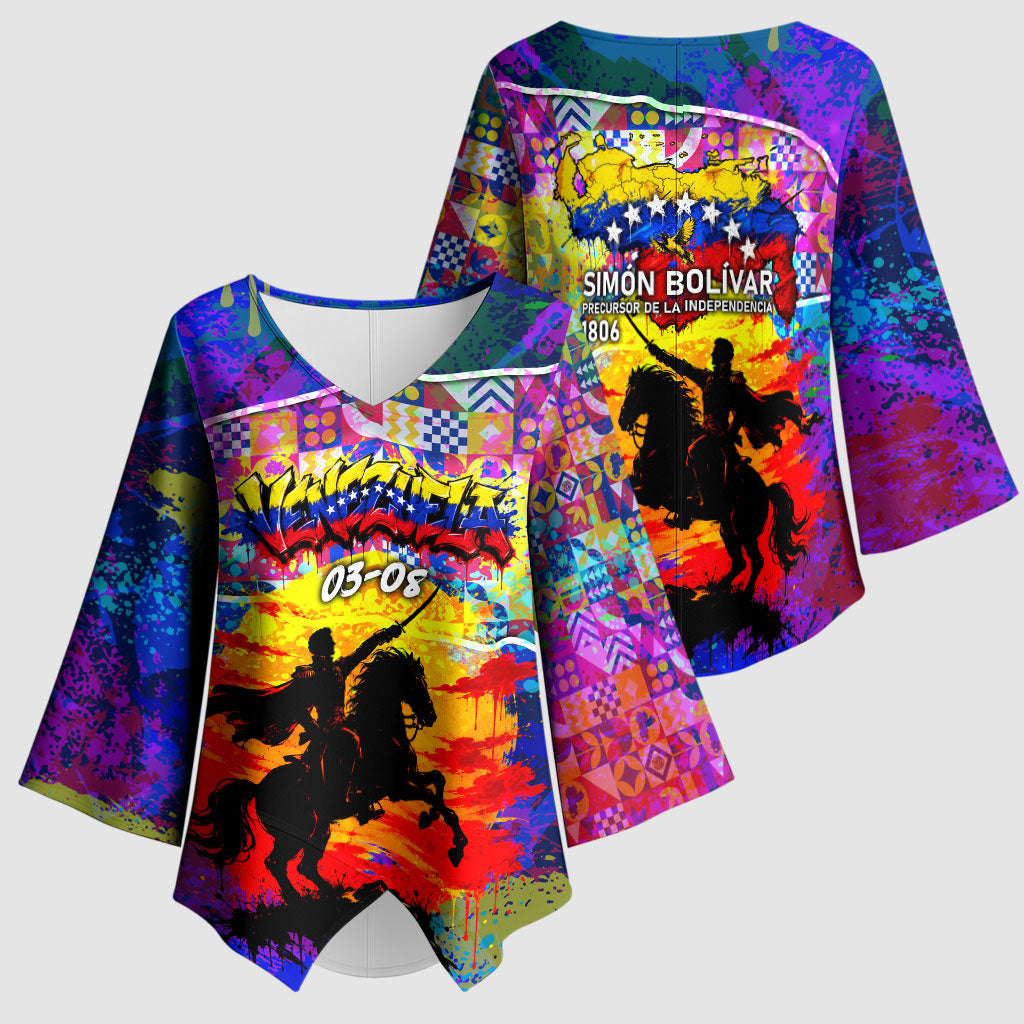Simon Bolivar Venezuela Flag Day Kimono Sleeve Blouse Patriotism Precursor De La Independencia Vibrant Flag