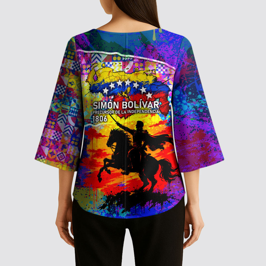 Simon Bolivar Venezuela Flag Day Kimono Sleeve Blouse Patriotism Precursor De La Independencia Vibrant Flag