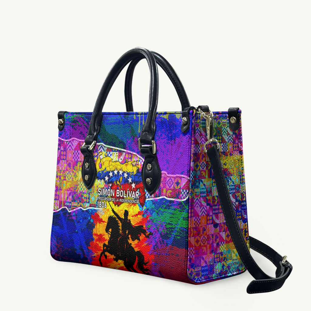 Simon Bolivar Venezuela Flag Day Leather Bag Patriotism Precursor De La Independencia Vibrant Flag