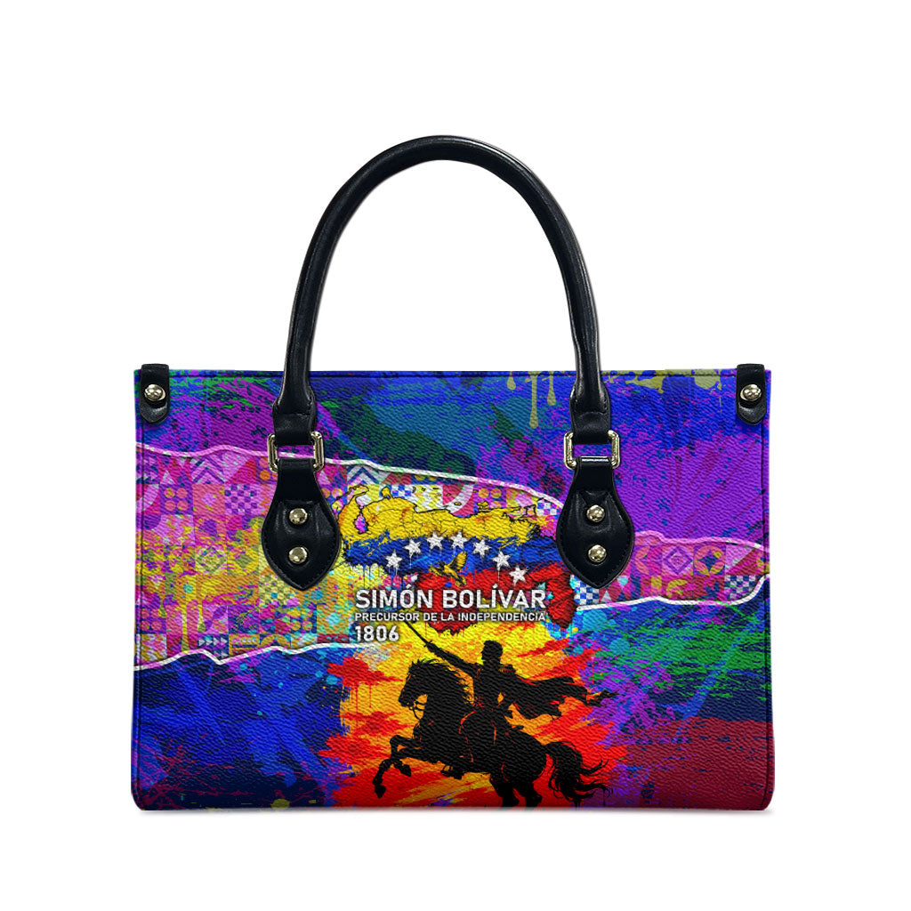 Simon Bolivar Venezuela Flag Day Leather Bag Patriotism Precursor De La Independencia Vibrant Flag