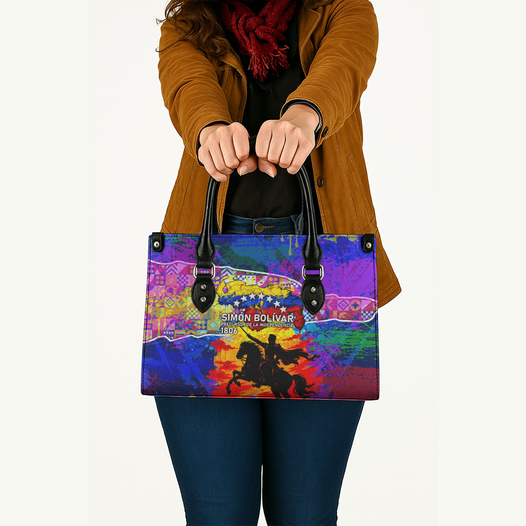 Simon Bolivar Venezuela Flag Day Leather Bag Patriotism Precursor De La Independencia Vibrant Flag