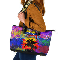 Simon Bolivar Venezuela Flag Day Leather Tote Bag Patriotism Precursor De La Independencia Vibrant Flag