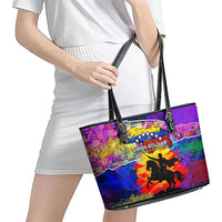 Simon Bolivar Venezuela Flag Day Leather Tote Bag Patriotism Precursor De La Independencia Vibrant Flag