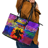 Simon Bolivar Venezuela Flag Day Leather Tote Bag Patriotism Precursor De La Independencia Vibrant Flag