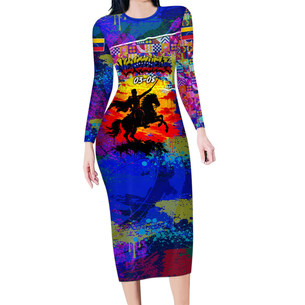 Simon Bolivar Venezuela Flag Day Long Sleeve Bodycon Dress Patriotism Precursor De La Independencia Vibrant Flag