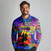 Simon Bolivar Venezuela Flag Day Long Sleeve Polo Shirt Patriotism Precursor De La Independencia Vibrant Flag
