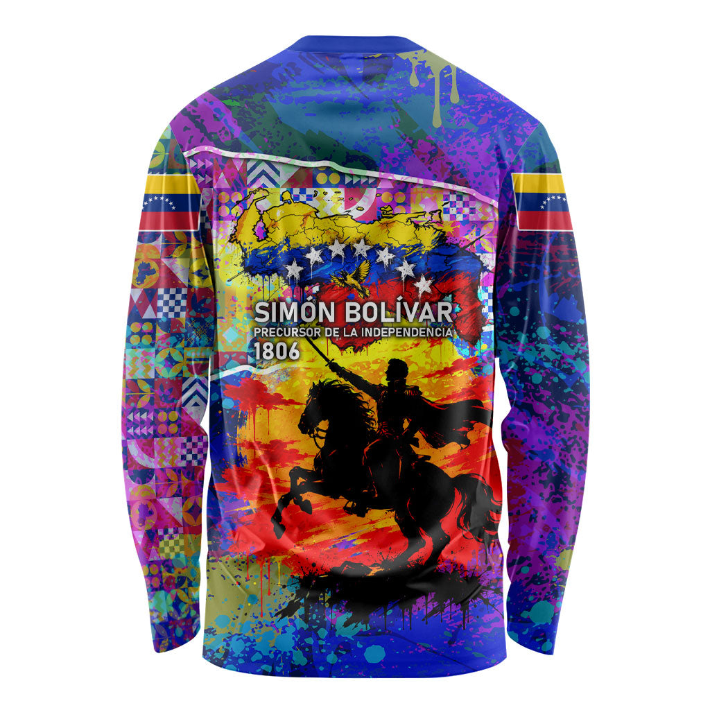 Simon Bolivar Venezuela Flag Day Long Sleeve Shirt Patriotism Precursor De La Independencia Vibrant Flag
