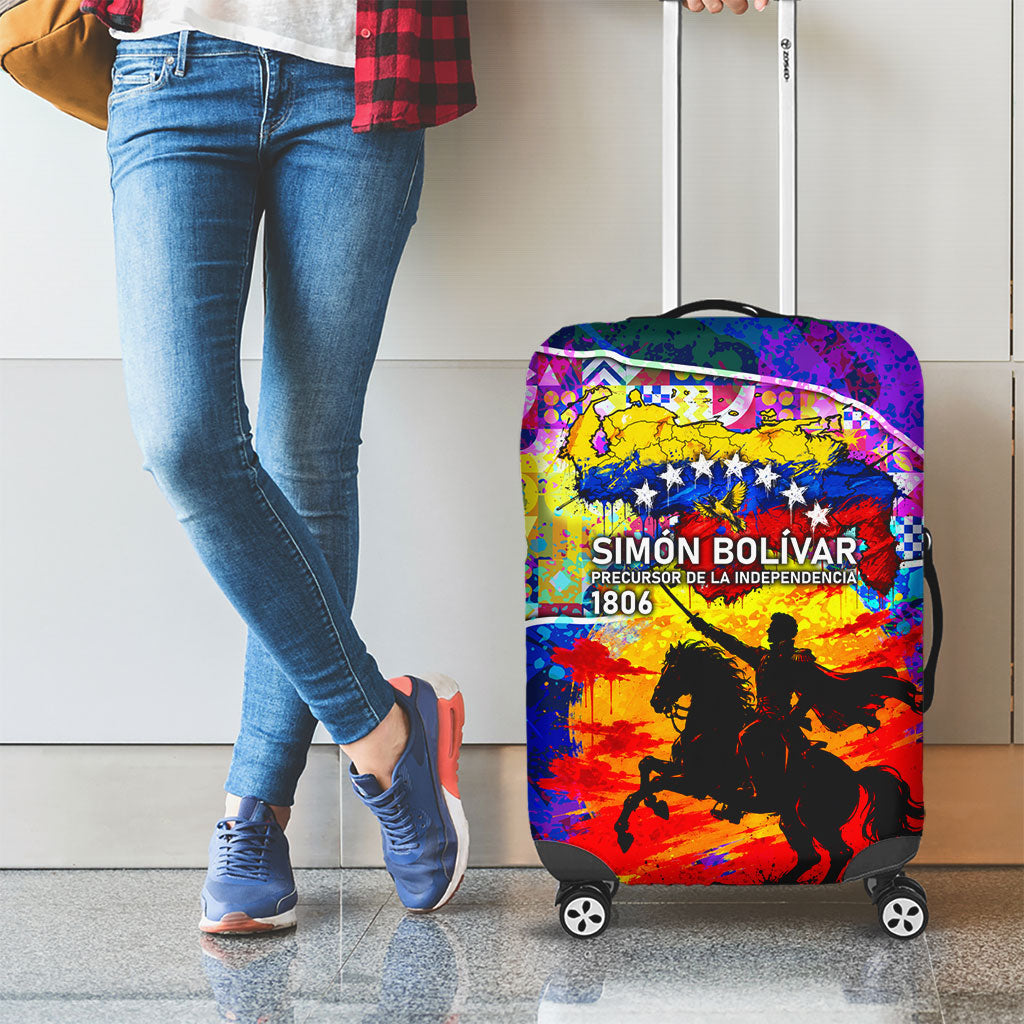 Simon Bolivar Venezuela Flag Day Luggage Cover Patriotism Precursor De La Independencia Vibrant Flag