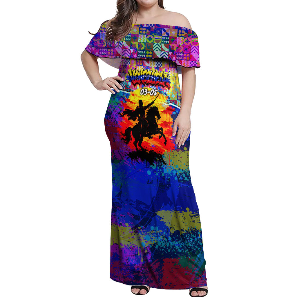 Simon Bolivar Venezuela Flag Day Off Shoulder Maxi Dress Patriotism Precursor De La Independencia Vibrant Flag