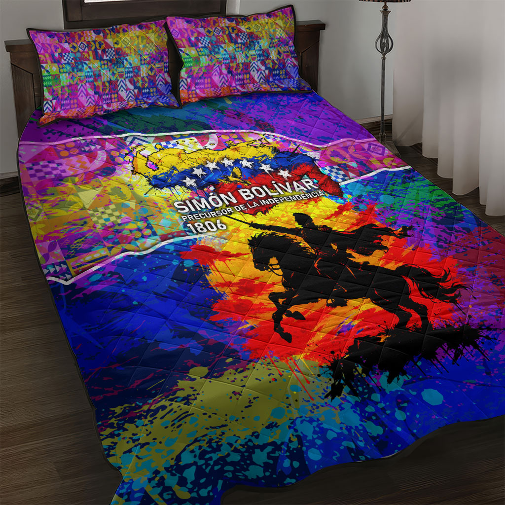 Simon Bolivar Venezuela Flag Day Quilt Bed Set Patriotism Precursor De La Independencia Vibrant Flag