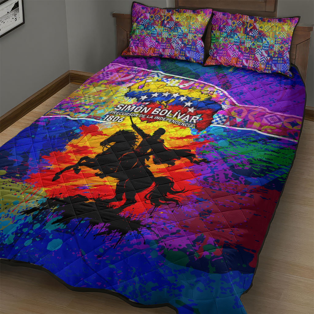 Simon Bolivar Venezuela Flag Day Quilt Bed Set Patriotism Precursor De La Independencia Vibrant Flag