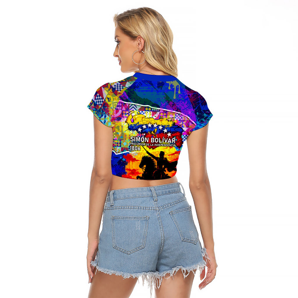 Simon Bolivar Venezuela Flag Day Raglan Cropped T Shirt Patriotism Precursor De La Independencia Vibrant Flag