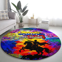 Simon Bolivar Venezuela Flag Day Round Carpet Patriotism Precursor De La Independencia Vibrant Flag