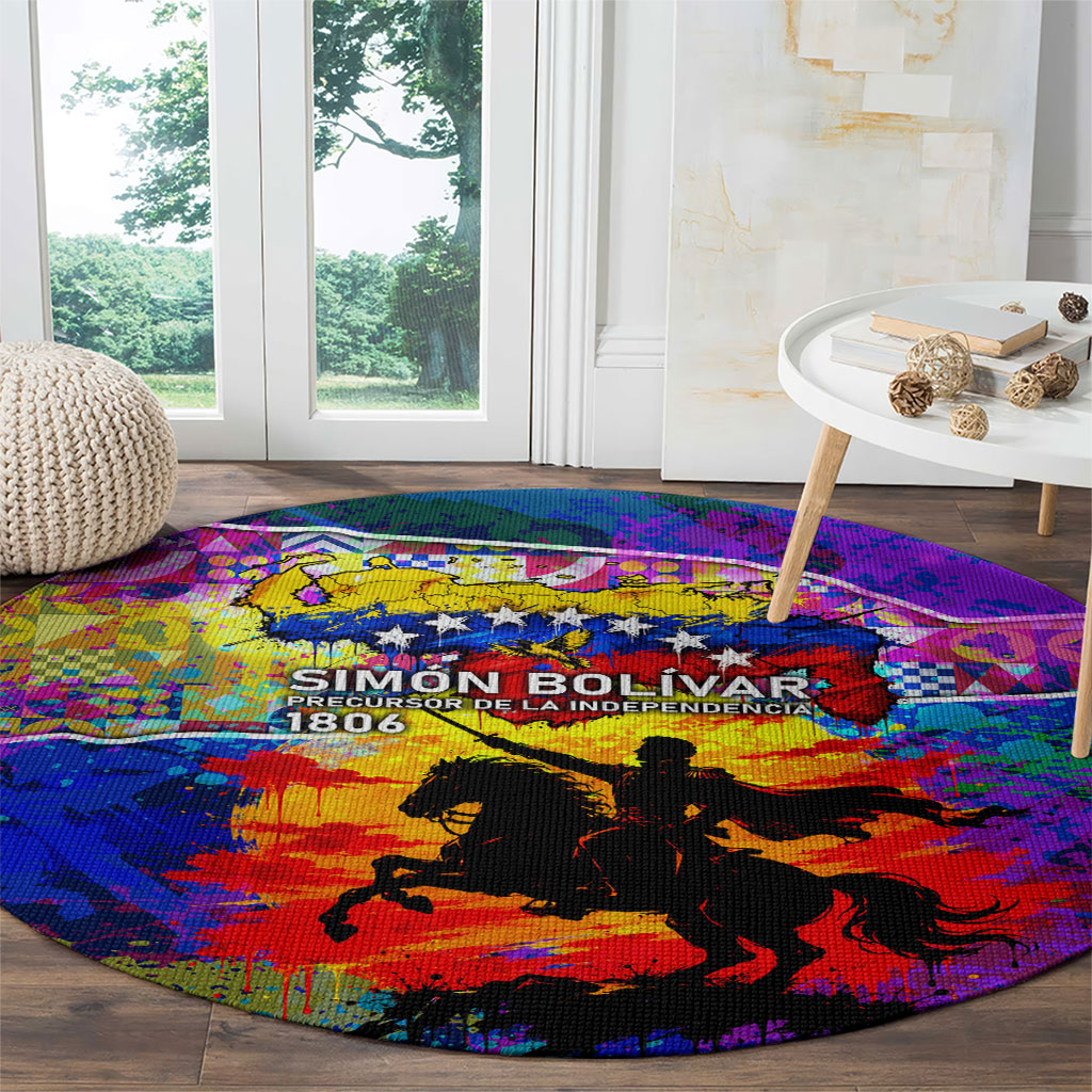 Simon Bolivar Venezuela Flag Day Round Carpet Patriotism Precursor De La Independencia Vibrant Flag