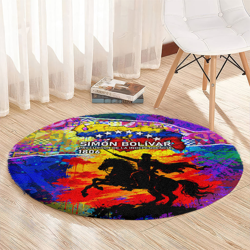 Simon Bolivar Venezuela Flag Day Round Carpet Patriotism Precursor De La Independencia Vibrant Flag
