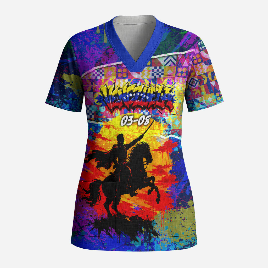 Simon Bolivar Venezuela Flag Day Scrub Top Patriotism Precursor De La Independencia Vibrant Flag