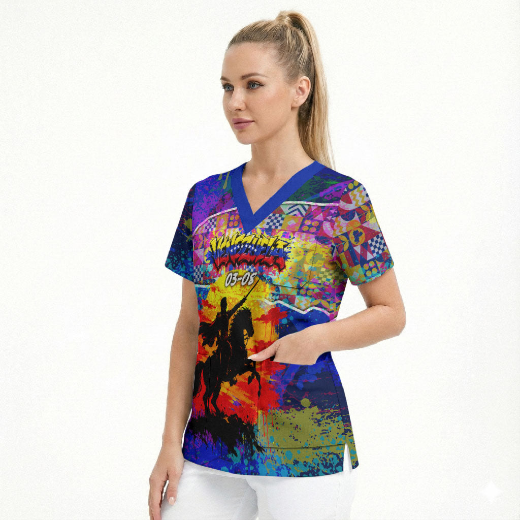 Simon Bolivar Venezuela Flag Day Scrub Top Patriotism Precursor De La Independencia Vibrant Flag
