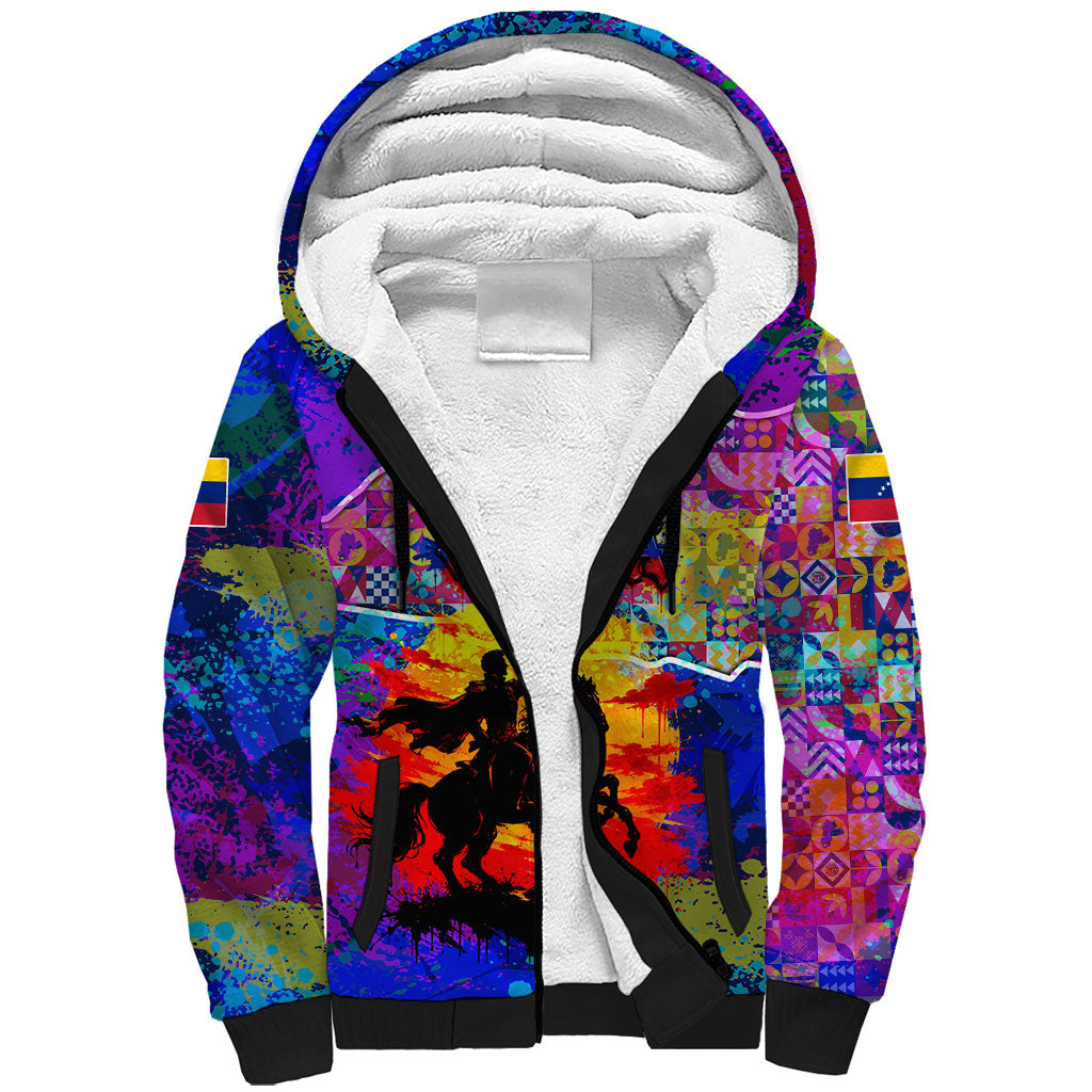 Simon Bolivar Venezuela Flag Day Sherpa Hoodie Patriotism Precursor De La Independencia Vibrant Flag