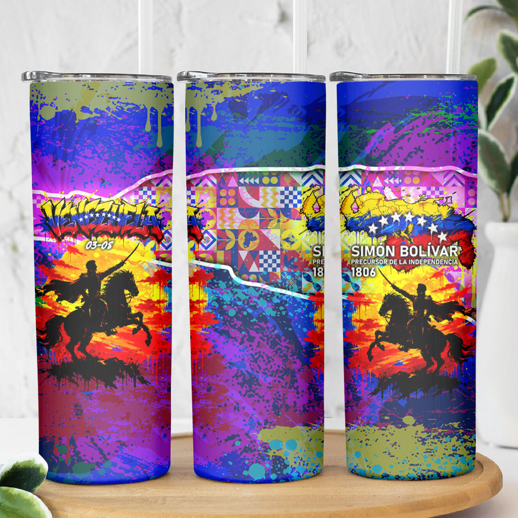 Simon Bolivar Venezuela Flag Day Skinny Tumbler Patriotism Precursor De La Independencia Vibrant Flag